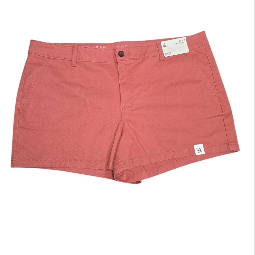 A.N.A Mid Rise Shortie Short Size 18 Redwood Salmon 3.5 Inseam Cotton - Picture 2 of 7